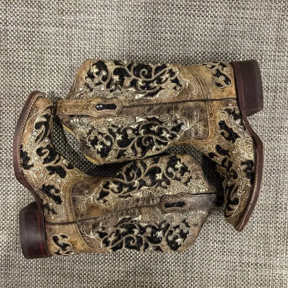 Corral Women’s Black and Tan Glitter Boots